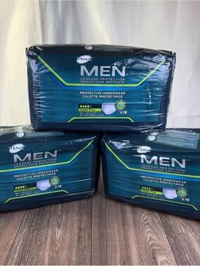3 Packs M/L Tena Men Incontinence Underwear Super Plus 16 ea 48 total 34"-50"